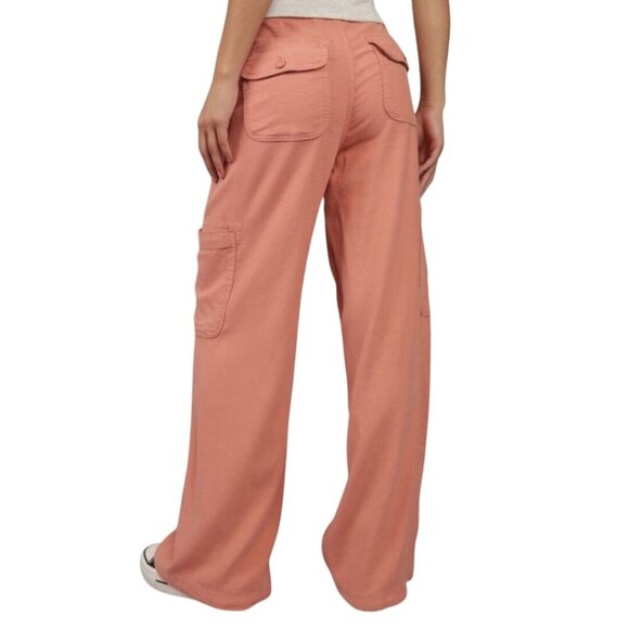 American Eagle 2024 Dreamy Drape Baggy Wide Leg Pants Terracotta Linen Size 18 - Picture 4 of 14